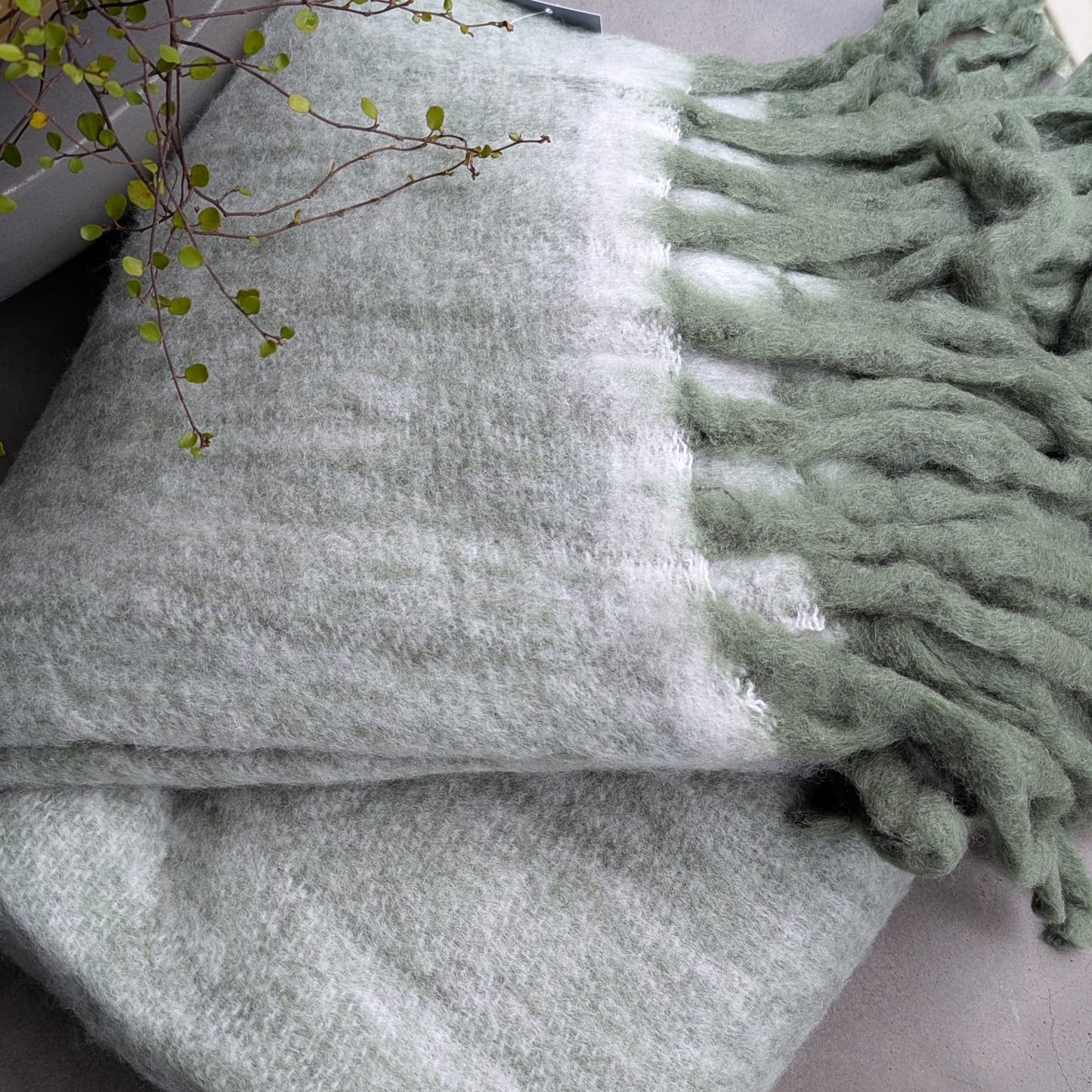 plaid - tæppe - uld - grøn/hvid_2