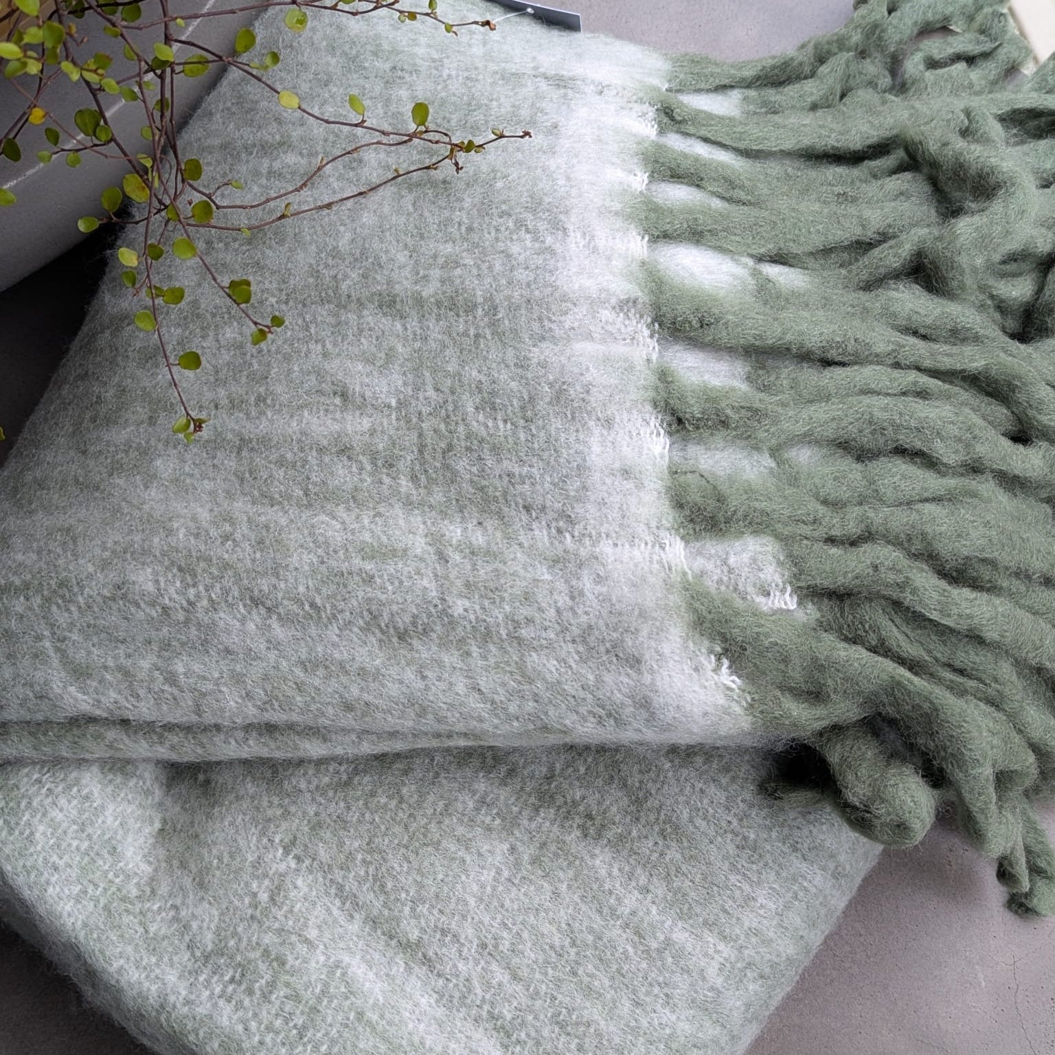 plaid - tæppe - uld - grøn/hvid_2