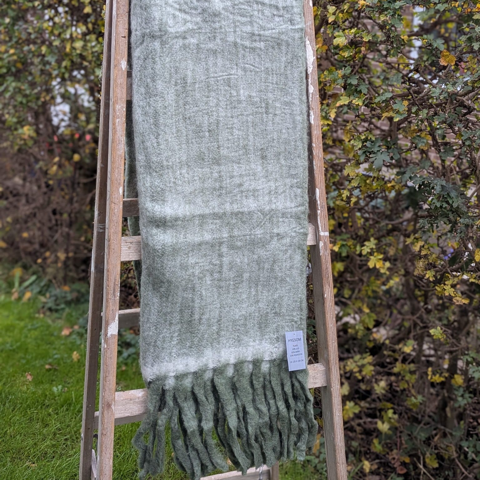 plaid - tæppe - uld - grøn/hvid_3