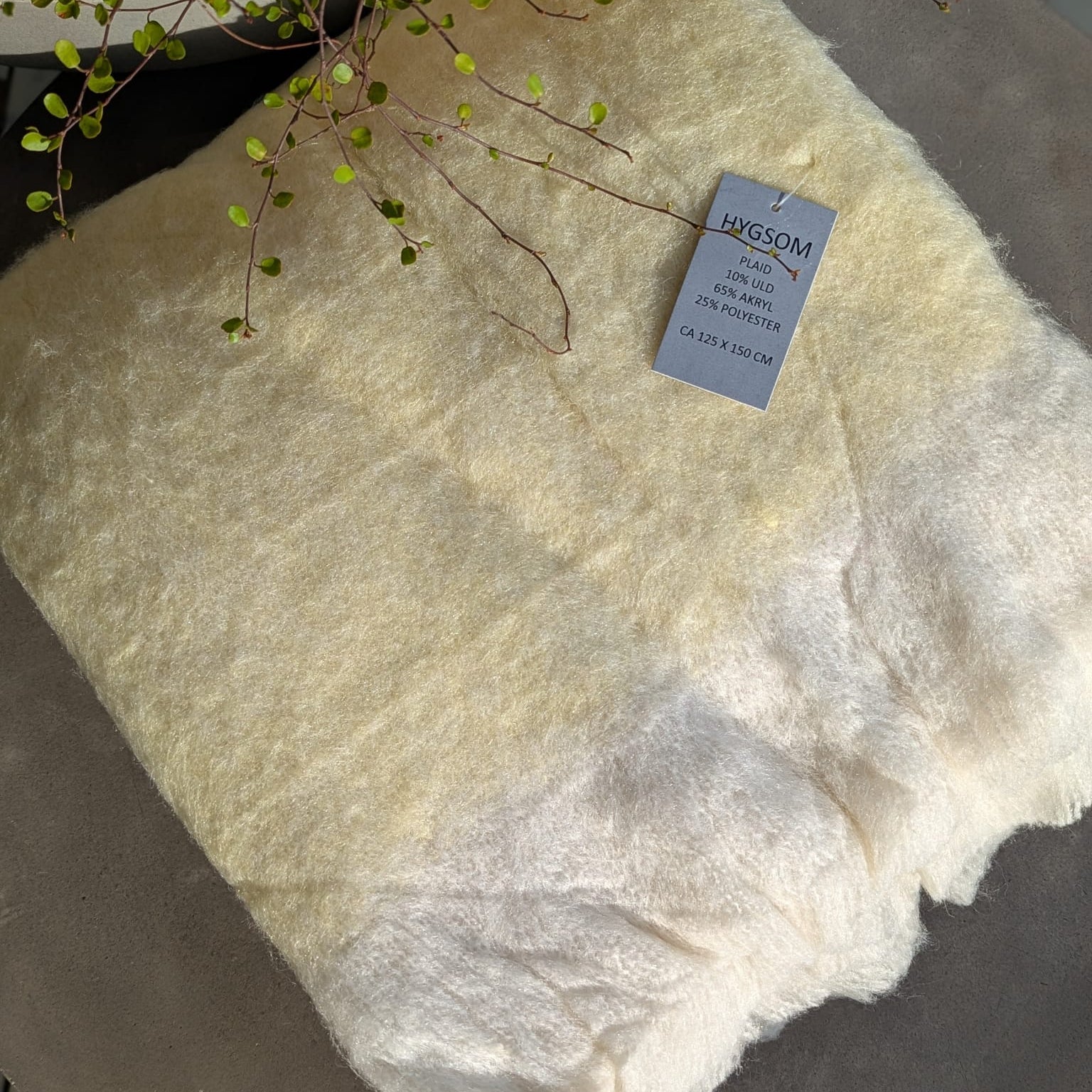 plaid - uld - gul med hvide frynser_2