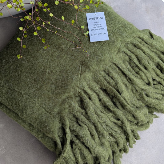  plaid - uld - mørkegrøn