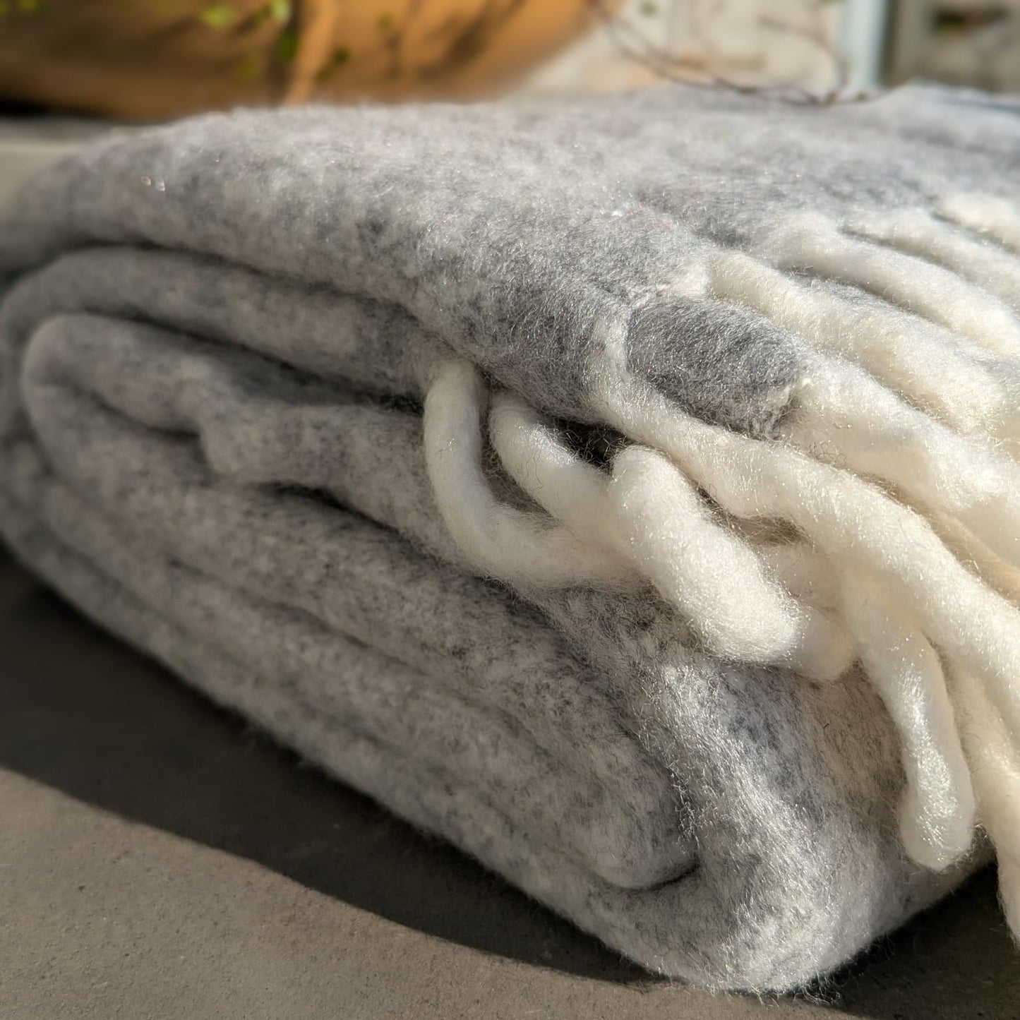 plaid - uld mix - grå