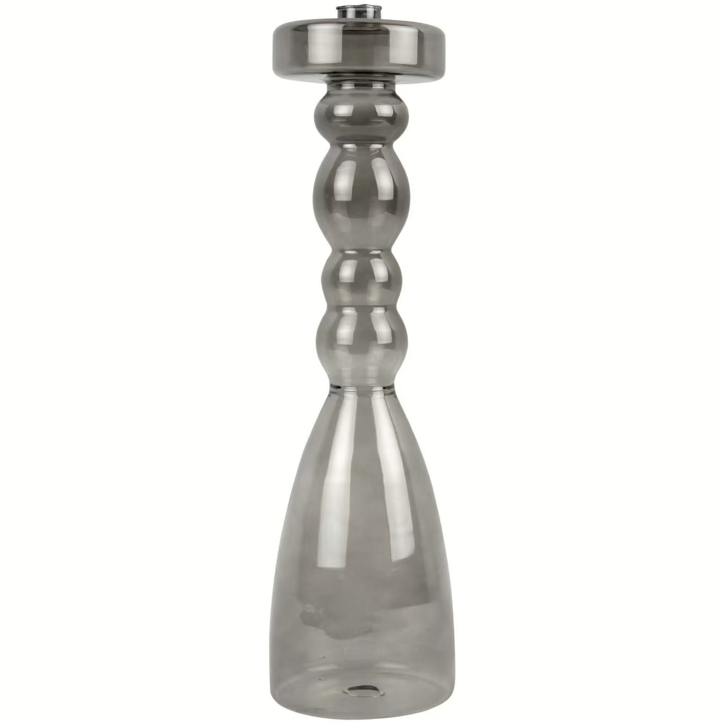 Lysestage - sort glas -  H: 39 cm D: 11 cm